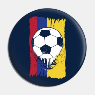 Vintage Ecuadorian Flag with Football // Retro Ecuador Soccer Pin