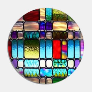 Colorful Patchwork, Stained Glass Pattern Pin