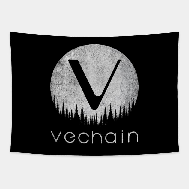 Vintage Vechain VET Coin To The Moon Crypto Token Cryptocurrency Wallet Birthday Gift For Men Women Kids Tapestry by Thingking About