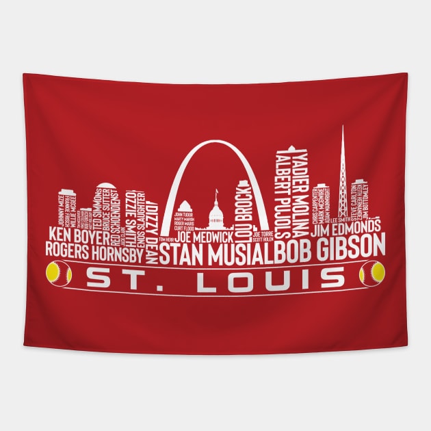 St. Louis Baseball Team All Time Legends, St. Louis City Skyline Tapestry by Legend Skyline