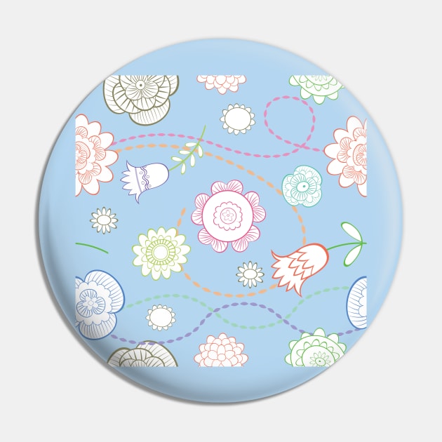 Blue Country Flower Pattern Pin by Gifts of Recovery