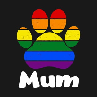 Proud Dog Mum Pride Rainbow Paw T-Shirt