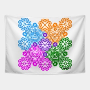 picnic in skeleton skulls and paper catrinas ecopop Tapestry