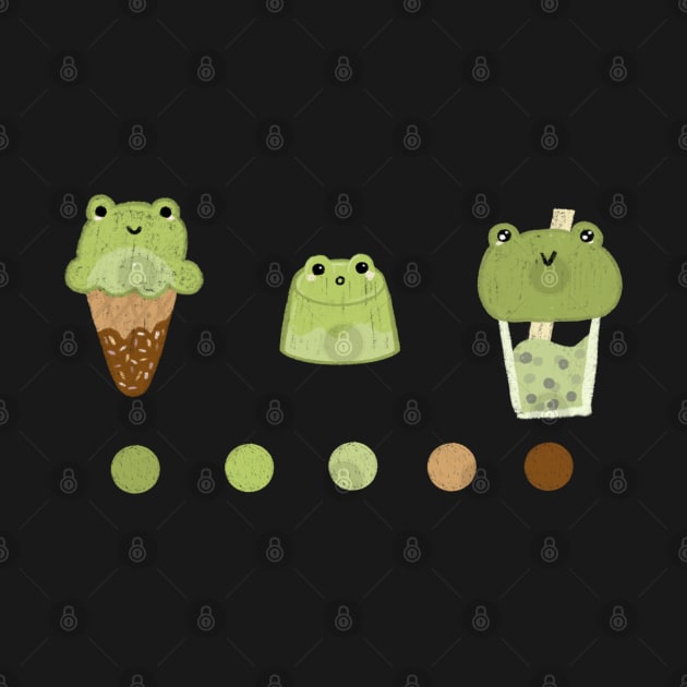 Kawaii frog themed sweets stickers by AikoAthena