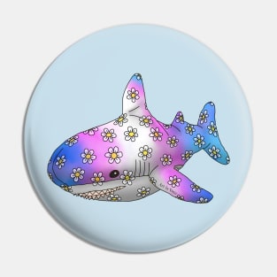 Blue, Pink, White, Pink and Blue Shark Pin