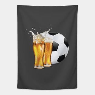 Two pints of beer and soccer ball Tapestry