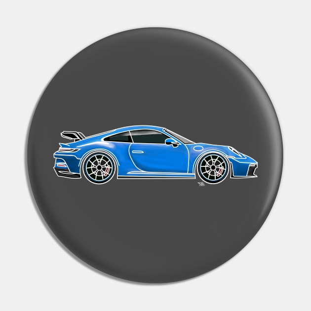 Porsche 911 GT3 blue Pin by Aurealis