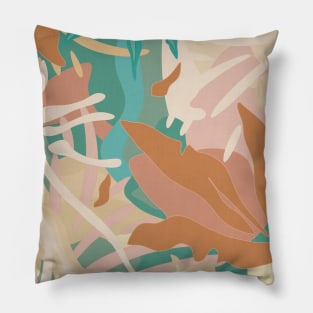 Abstract Tropical Plants / Turquoise and Pastels Pillow