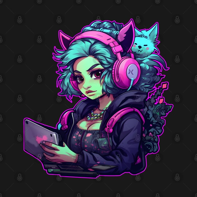 Neon gamer girl by beangeerie