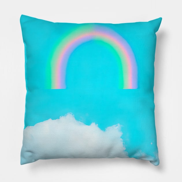 Rainbow an Clouds Pillow by maxcode