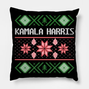 kamala harris ugly christmas sweater Pillow