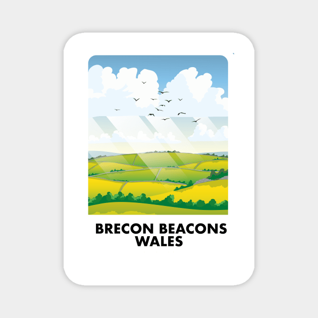 Brecon Beacons Wales travel poster Magnet by nickemporium1