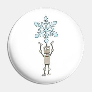 CuteBots Holding a Snowflake Pin