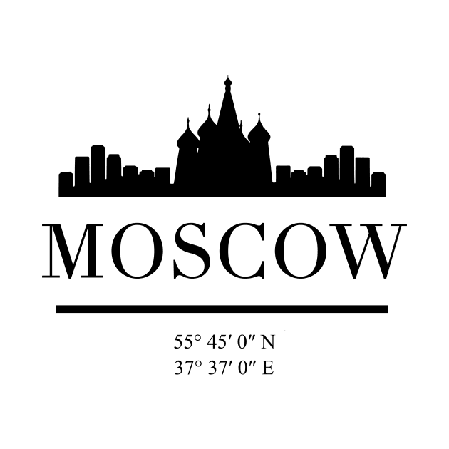 MOSCOW RUSSIA BLACK SILHOUETTE SKYLINE ART by deificusArt