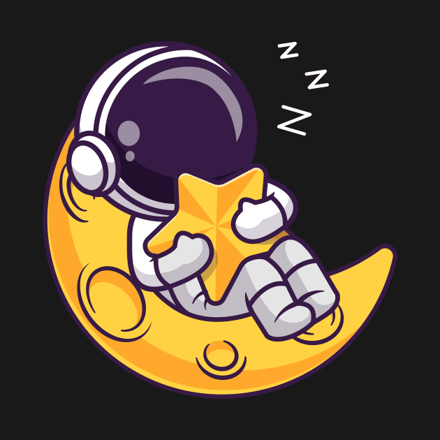 Cute Astronaut Sleeps On Moon Holding the Star Cartoon by Catalyst Labs