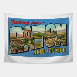 Greetings from Raton New Mexico, Vintage Large Letter Postcard Tapestry