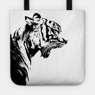 white Tiger #2 B&W Tote