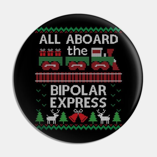 Ugly Christmas Sweater Bipolar Express Train Pin by HolidayoftheWeek