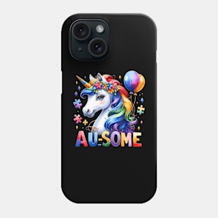 Autism Magical Unicorn Au Some Autism Spectrum Heart Kids Phone Case