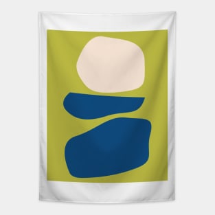 Organic Abstract Shapes in Chartreuse and Blue Tapestry