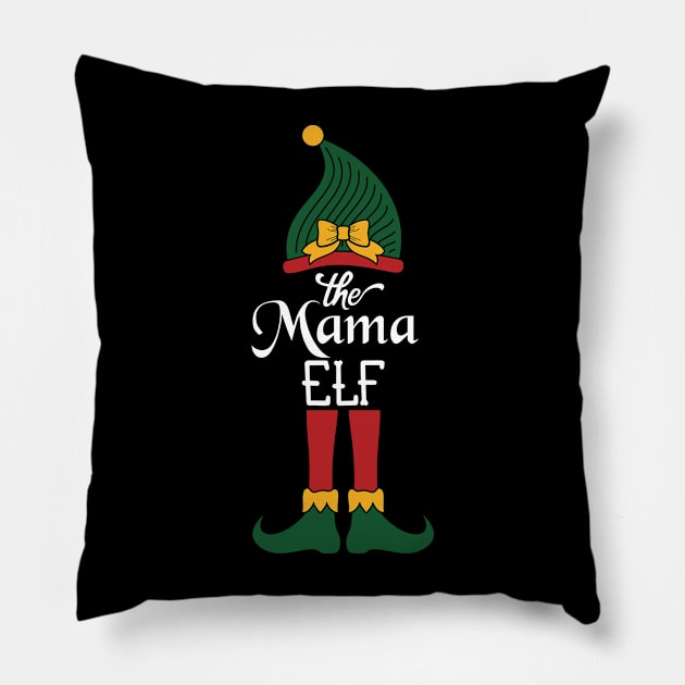 The Mama Elf Matching Family Group Christmas Party Pajama Pillow by Gufbox