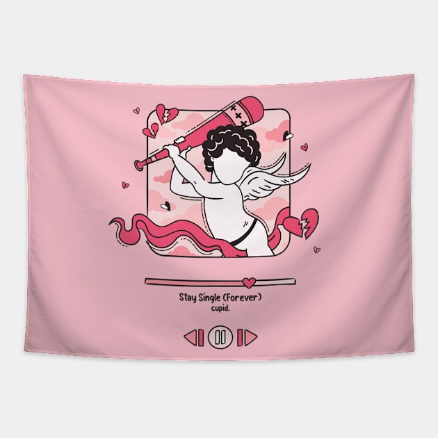 Stay Single (Forever) By Cupid Logo Design Tapestry by Al-loony