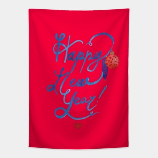 Happy New Year & Merry Christmas watercolor print Tapestry