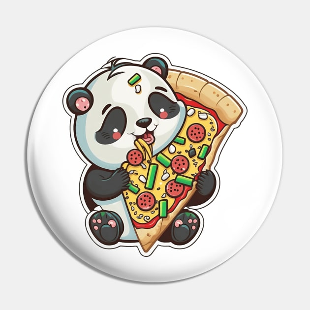 Cute Cartoon Panda Eating Pizza Funny Kawaii Pin by kiddo200