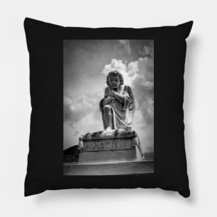 Child Angel in Black and White Pillow