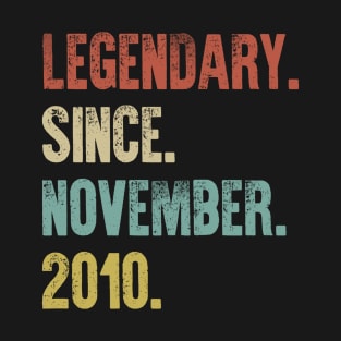 Retro Vintage 10th Birthday Legendary Since November 2010 T-Shirt