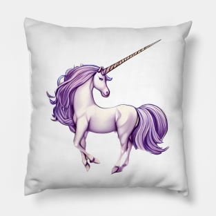 Fantasy White Purple Unicorn Design Pillow