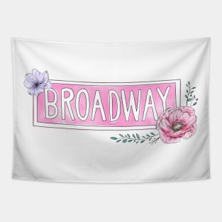 Watercolor Floral Broadway Street Sign | Pink Palette Tapestry