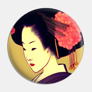 Traditional geisha art with flowers Pin