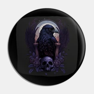 Raven and Skull Pin