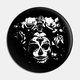 woman skull with roses Pin
