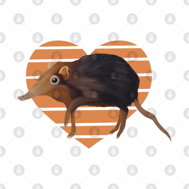 Cute Elephant Shrew Orange Heart by Suneldesigns