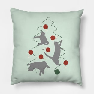 Cats and Yarn Christmas Tree Pillow