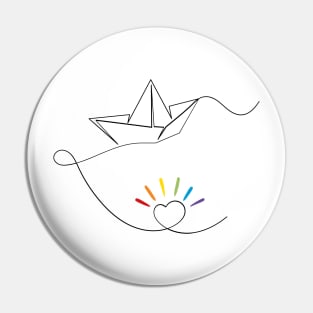 Paper boat pride design Pin