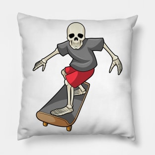 Skeleton as Skater with Skateboard Pillow