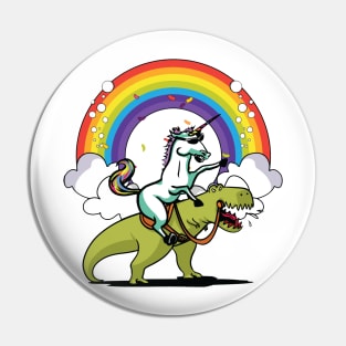 Unicorn Riding T-Rex Pin