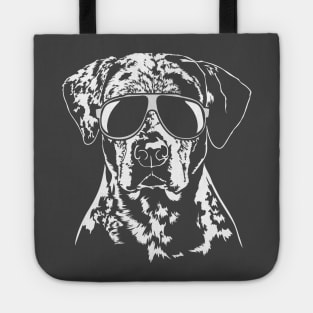 Funny Catahoula Leopard Dog with sunglasses Tote