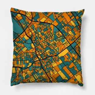 San Jose Map Pattern in Orange & Teal Pillow