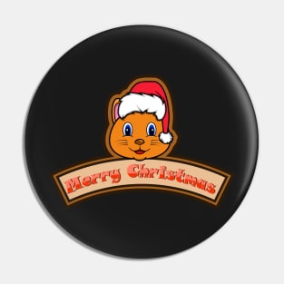 Sticker and Label Of  Cat Character Design and Merry Christmas Text. Pin