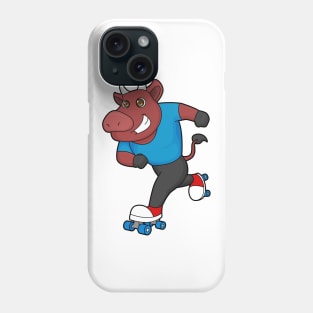 Bull at Inline skating with Roller skates Phone Case