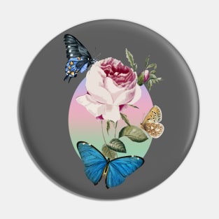 Beautiful Rose With Butterflies Pin