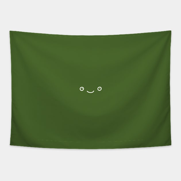 Little Green Happy Face Tapestry by The Imperfect Doodles