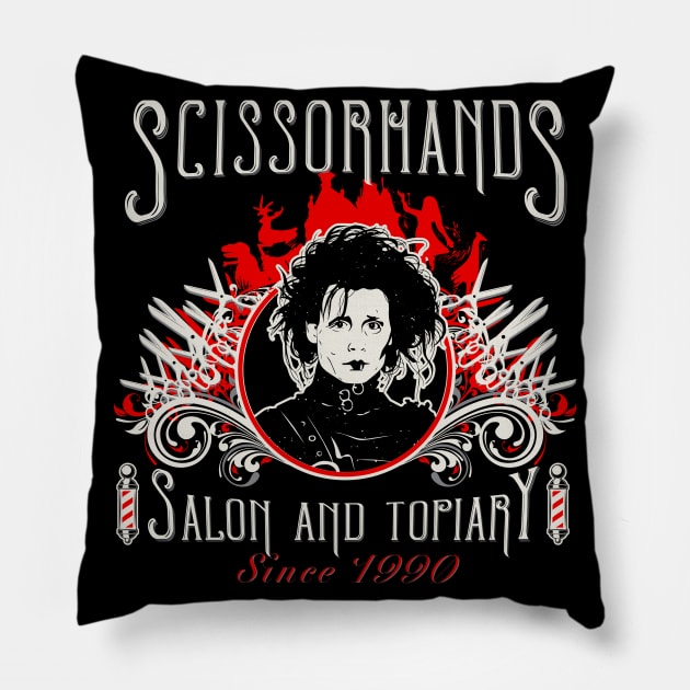 Scissorhands Salon and Topiary Pillow by Alema Art