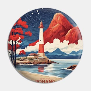 Pohang South Korea Starry Night Travel Tourism Retro Vintage Pin