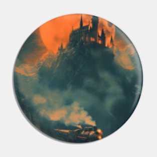 Mystical Fortress under the Moon - Fantasy Pin