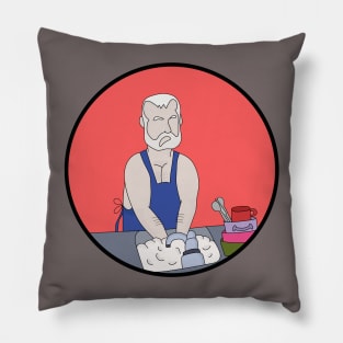 Elderly man washing the dishes Pillow